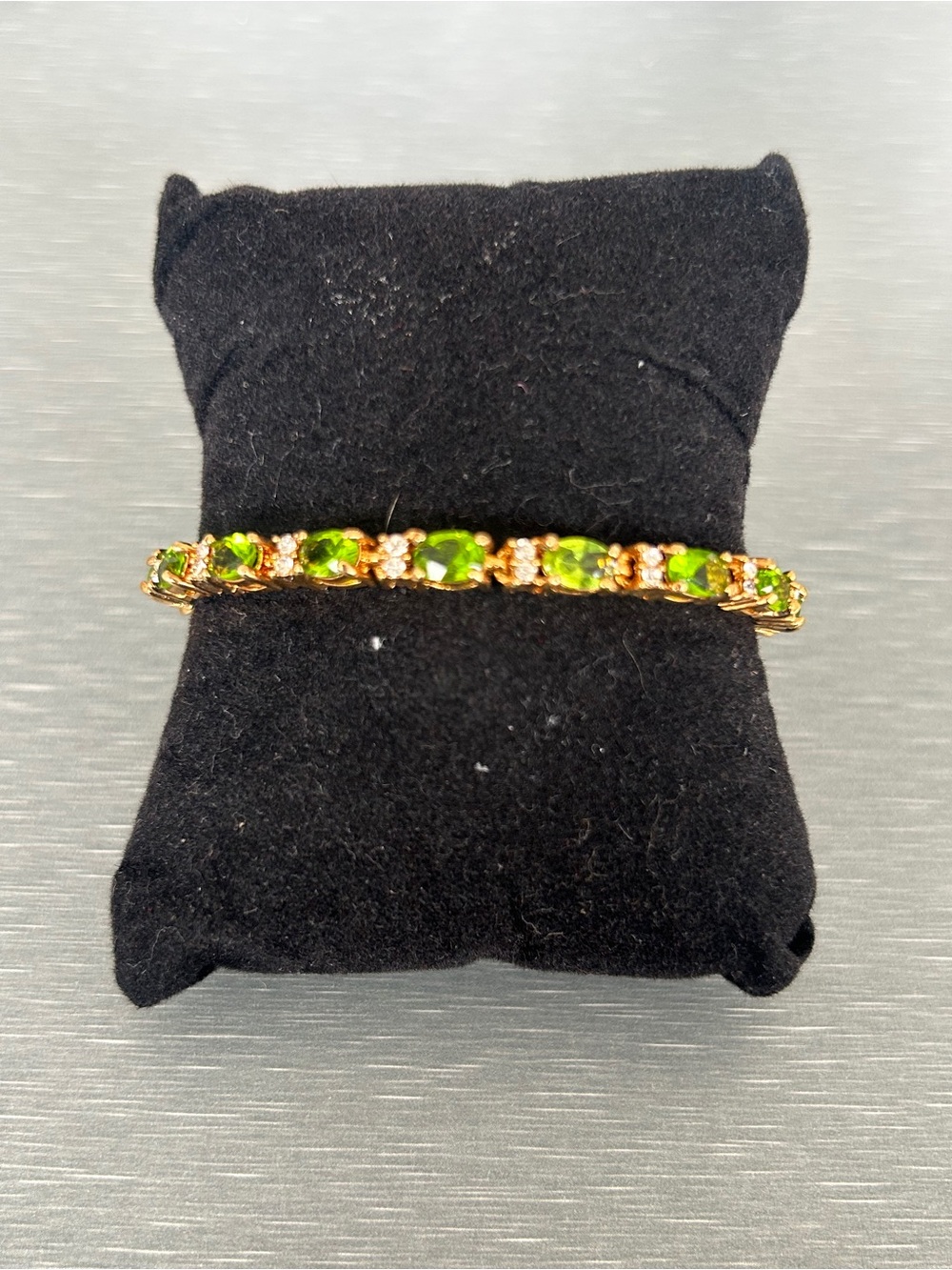 Avon Vintage light green gemstone and clear crystal tennis bracelet